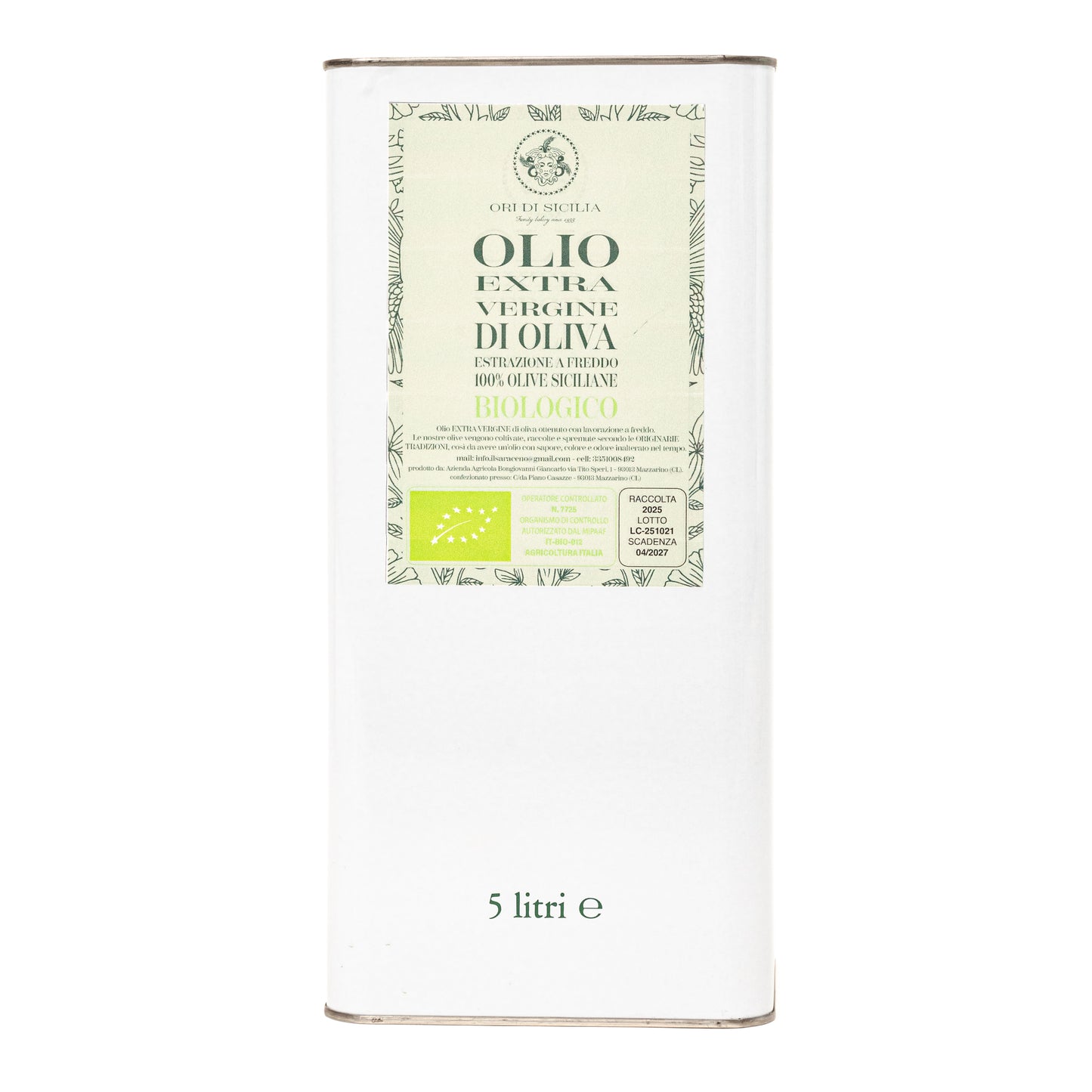 Olio Extravergine di Oliva Biologico Siciliano Non Filtrato – Estratto a Freddo | Olio EVO Artigianale di Sicilia
