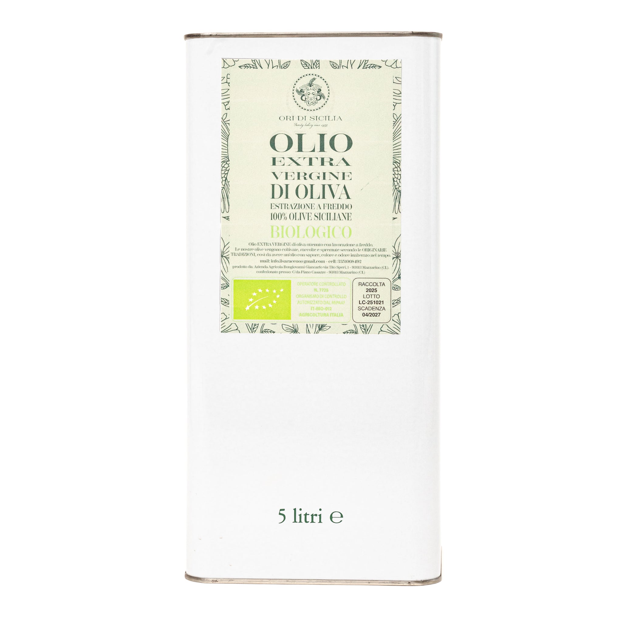 Olio Extravergine di Oliva Biologico Siciliano Non Filtrato – Estratto a Freddo | Olio EVO Artigianale di Sicilia