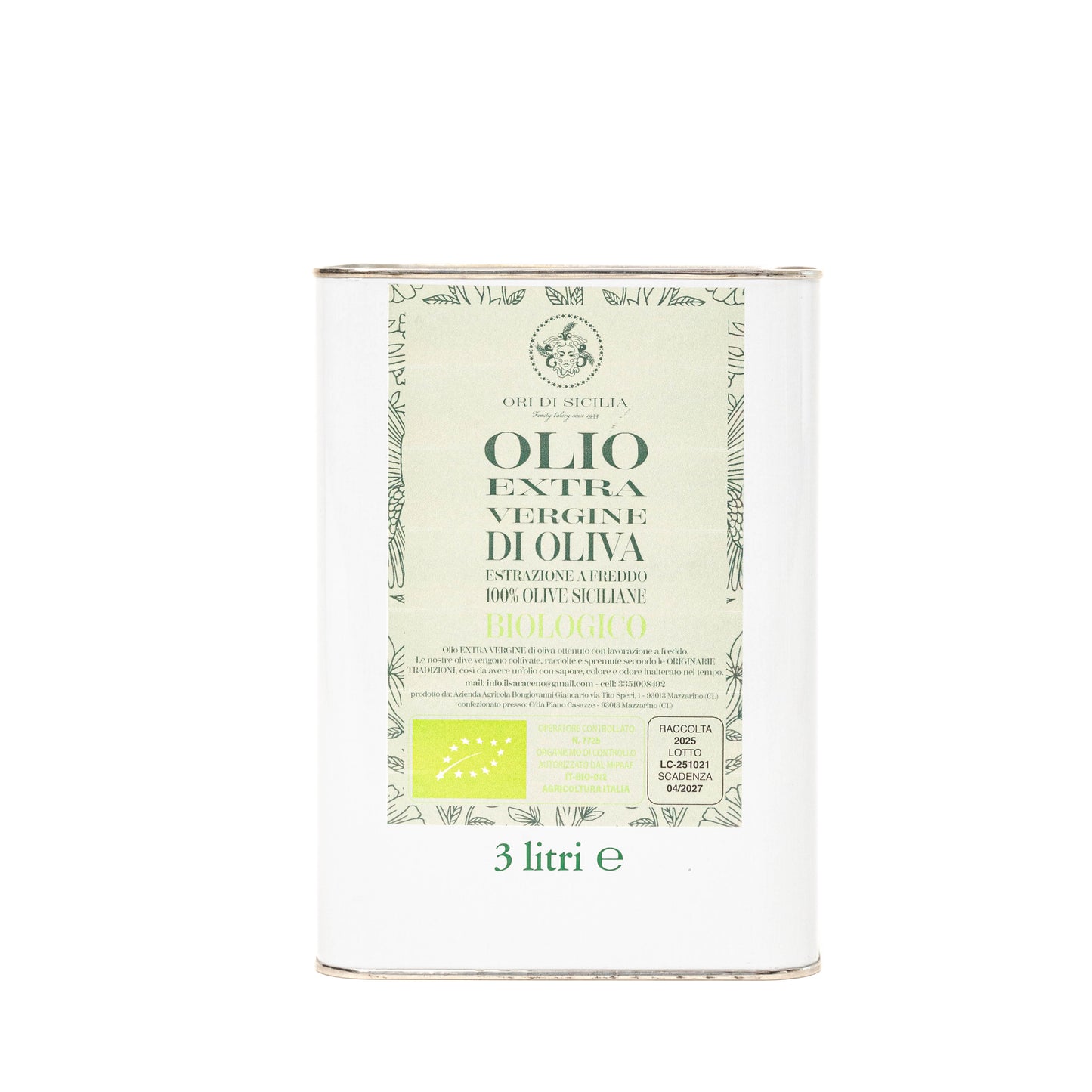 Olio Extravergine di Oliva Biologico Siciliano Non Filtrato – Estratto a Freddo | Olio EVO Artigianale di Sicilia