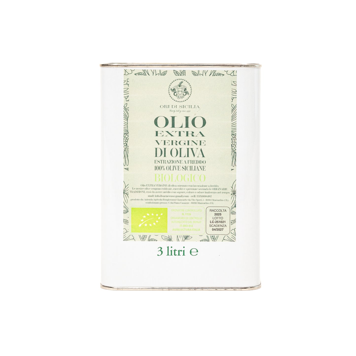 Olio extra vergine di oliva biologico