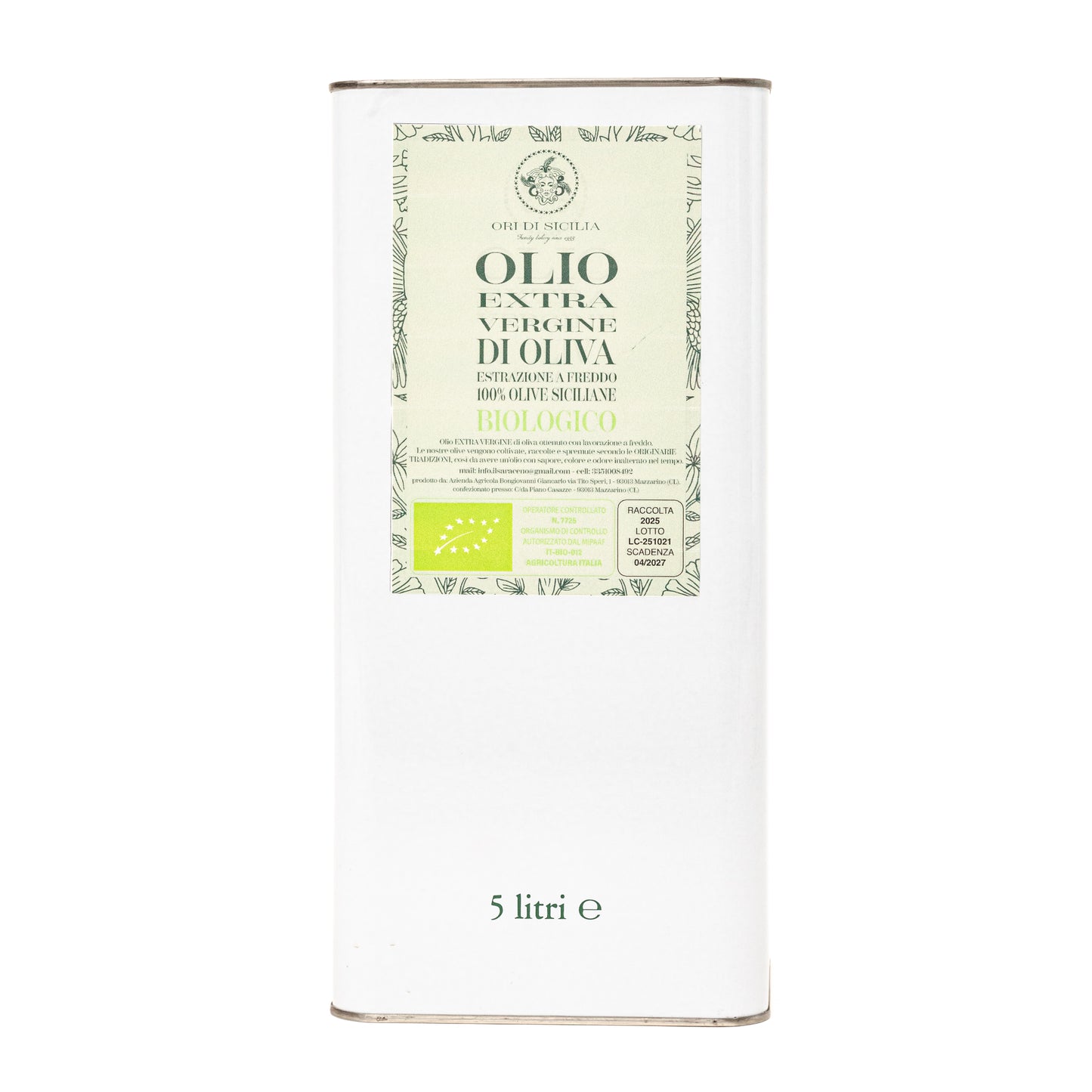 Olio extra vergine di oliva biologico