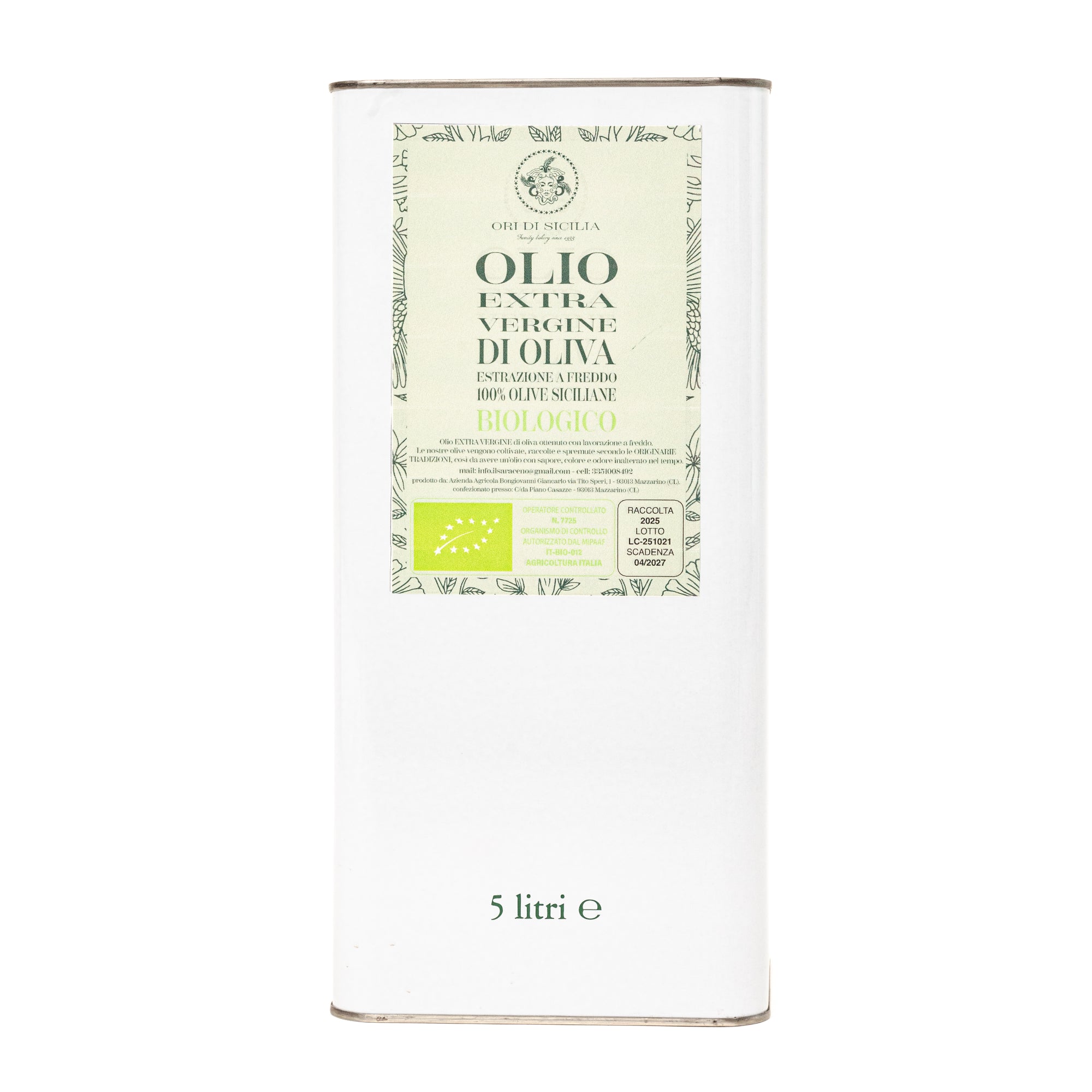 Olio extra vergine di oliva biologico